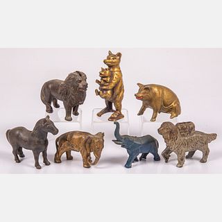 Seven American Cast Metal and Iron Animal Form Still Banks