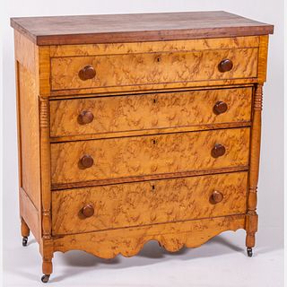 American Bird's Eye Maple and Cherry Chest of Drawers