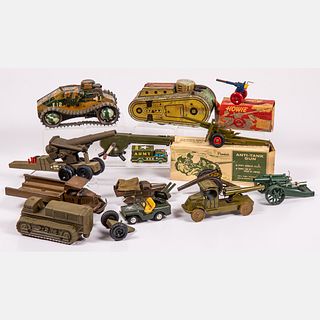 Fifteen Tin Lithograph and Composite Military Vehicles