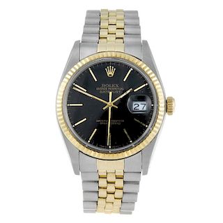 ROLEX - a gentleman's Oyster Perpetual Datejust bracelet watch. Circa 1977. Stainless steel case wit