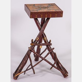 Folk Art Painted Twig Stand