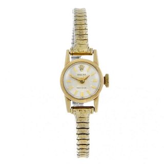 ROLEX - a lady's Precision bracelet watch. Circa 1960. 9ct yellow gold case with engraved case back,