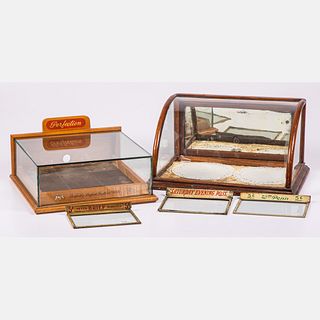 Two Wood and Glass Store Display Cases