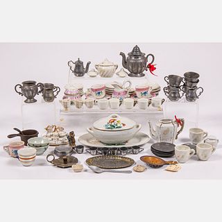 Collection of English Doll Serving Items