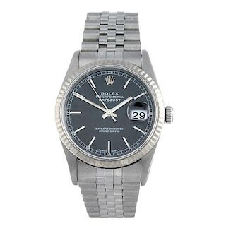 ROLEX - a gentleman's Oyster Perpetual Datejust bracelet watch. Circa 1996. Stainless steel case wit