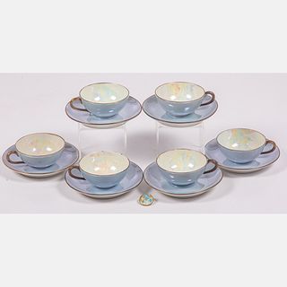 Six Limoges Pearlware Cups and Saucers