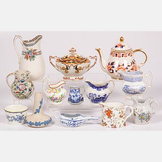 Fourteen Transferware and Hand Painted Porcelain Items