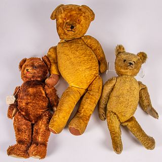 Three Large Vintage Jointed Teddy Bears