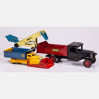 Buddy L. Painted Pressed Steel Dump Truck and Sand Conveyer
