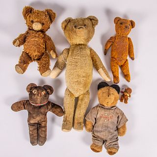 Six Vintage Teddy Bears