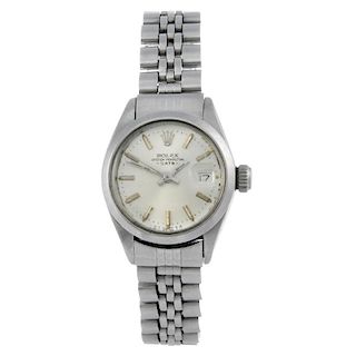 ROLEX - a lady's Oyster Perpetual Date bracelet watch. Circa 1972. Stainless steel case. Reference 6