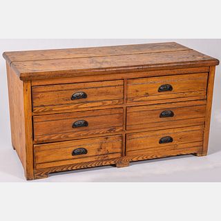American Oak Low Chest of Drawers