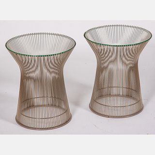 Warren Platner Steel and Glass Top Side Tables for Knoll