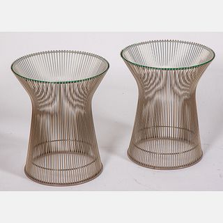Warren Platner Steel and Glass Top Side Tables for Knoll,