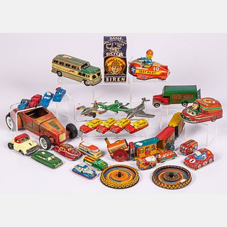 Tin Lithograph Wind Up, Friction and Push Cars, Planes and Toys