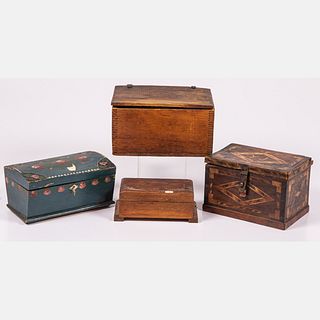 Three Rustic Wood Boxes