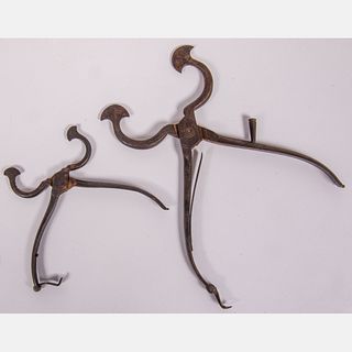 Two Hand Wrought Iron Sugar Nippers