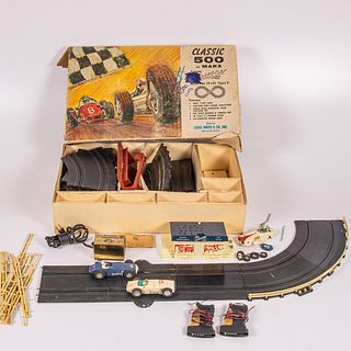 Vintage Marx Slot Car Racing Set With Original Box