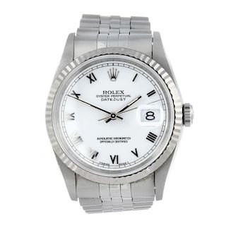 ROLEX - a gentleman's Oyster Perpetual Datejust bracelet watch. Circa 1996. Stainless steel case wit