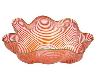 Dale Chihuly Lip Wrap Hand Blown Glass Bowl