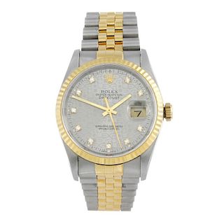 ROLEX - a gentleman's Oyster Perpetual Datejust bracelet watch. Circa 1992. Stainless steel case wit