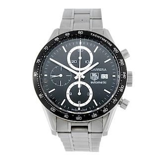 TAG HEUER - a gentleman's Carrera chronograph bracelet watch. Stainless steel case with exhibition c