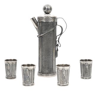 Derby 'Golfing' Novelty Silverplated Cocktail Set