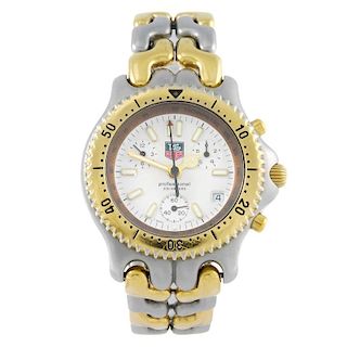 TAG HEUER - a gentleman's S/El chronograph bracelet watch. Stainless steel case with gold plated cal