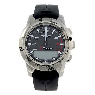TISSOT - a gentleman's T-Touch wrist watch. Stainless steel case with tachymeter bezel. Reference T0