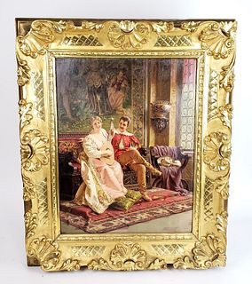 19th C. F. Soulacroix Signed Oil on Canvas "Love Song"