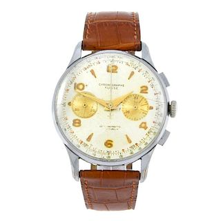 <p>CHRONOGRAPHE SUISSE - a gentleman's chronograph wrist watch. Nickel plated case with stainless st