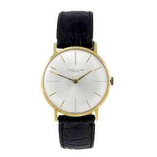 FAVRE-LEUBA - a gentleman's wrist watch. Yellow metal case, stamped 18K, 750. Numbered 80597 296. Si