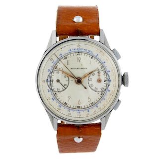 NICOLET - a gentleman's chronograph wrist watch. Stainless steel case. Numbered 144. Unsigned manual