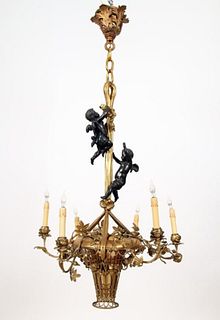 Late 19th C. French Bronze Figural Chandelier