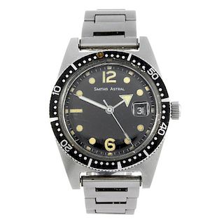 SMITHS - a gentleman's Astral bracelet watch. Stainless steel case with calibrated bezel. Unsigned m