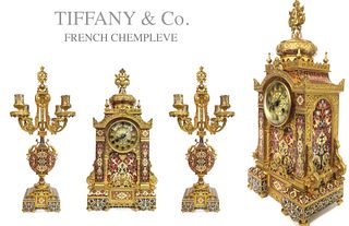 Magnificent Tiffany & Co. Gilt Bronze Champlevé Enamel