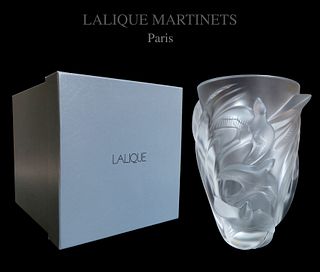 Authentic Lalique Martinets Swallow Large Clear Frosted