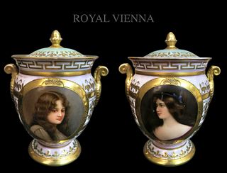Pair of 19th C. Royal Vienna Iridescent Painted