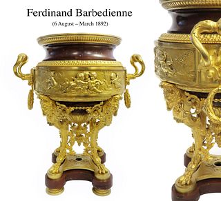 19th C  Ormolu-Mounted and Gilt Bronze Rouge Griotte