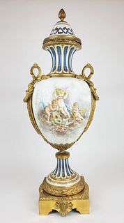 Very Large 19th C. Sevres Porcelain & Gilt Bronze Vase