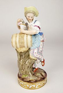 19th C. Meissen Porcelain Figure of Woman