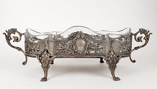 19th C. English Silverplated and Crystal Centerpiece