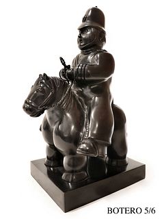 FERNANDO BOTERO "Police on Horse " Bronze Sculpture