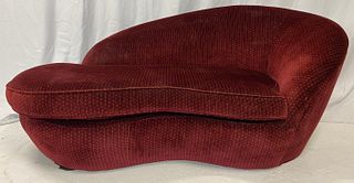 After VLADIMIR KAGAN Curved Chaise Lounge Burgundy 