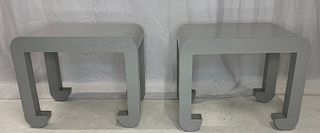 Pair Post Modern Exaggerated Side Tables 