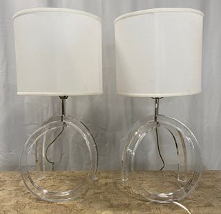 Pair HERB RITTS Astrolite Lucite Lamps