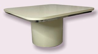 White Laminate Post Modern Side Table 