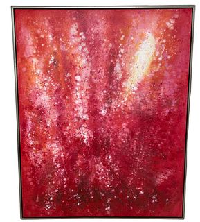 Large Red Abstract Oil on Canvas 