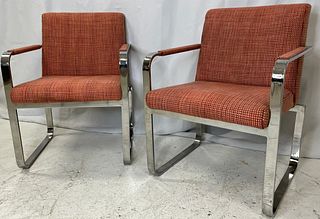 After MILO BAUGHMAN Chrome & Tweed Chairs 