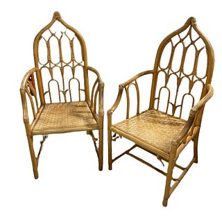 Pair Rattan Chairs 